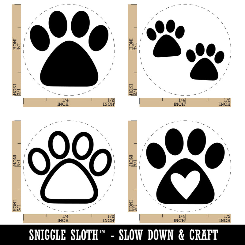 Cute Cat Dog Paw Prints Rubber Stamp Set for Stamping Crafting Planners