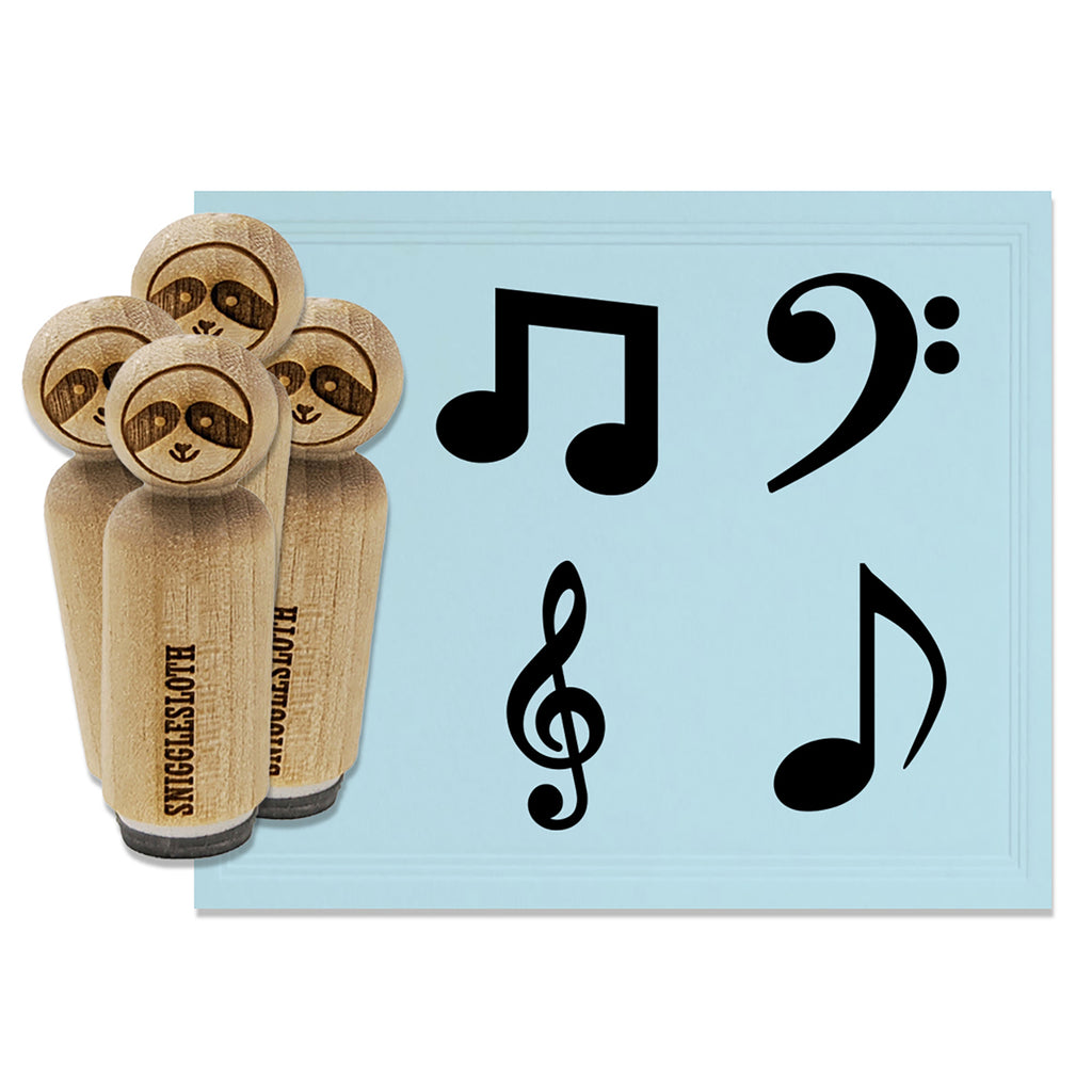 Music Musical Notes Treble Bass Clef Eighth Symbols Rubber Stamp Set for Stamping Crafting Planners