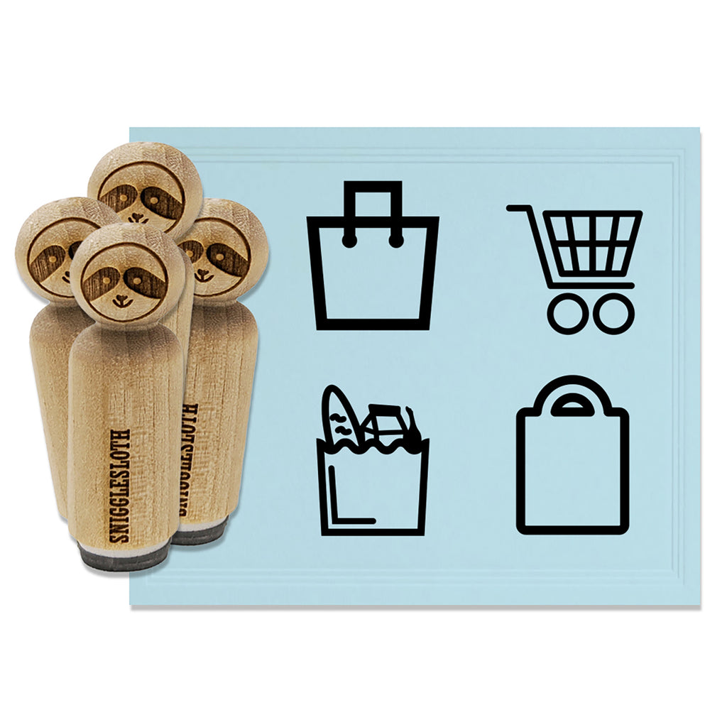 Grocery Shopping Cart Bag Rubber Stamp Set for Stamping Crafting Planners