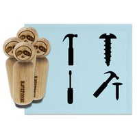 Construction Tools Hammer Nail Screwdriver Screw Rubber Stamp Set for Stamping Crafting Planners