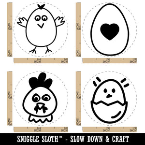 Chicken Wary Doodle Rooster Chick Hatching Heart Egg Rubber Stamp Set for Stamping Crafting Planners