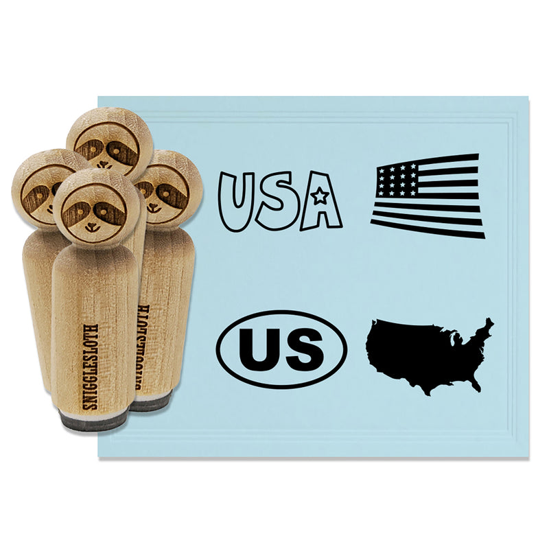 United States USA American Flag Patriotic Rubber Stamp Set for Stamping Crafting Planners