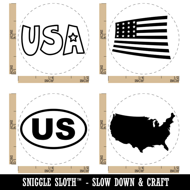 United States USA American Flag Patriotic Rubber Stamp Set for Stamping Crafting Planners
