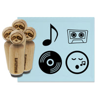 Music Lover Vinyl Record Cassette Tape Singing Note Rubber Stamp Set for Stamping Crafting Planners