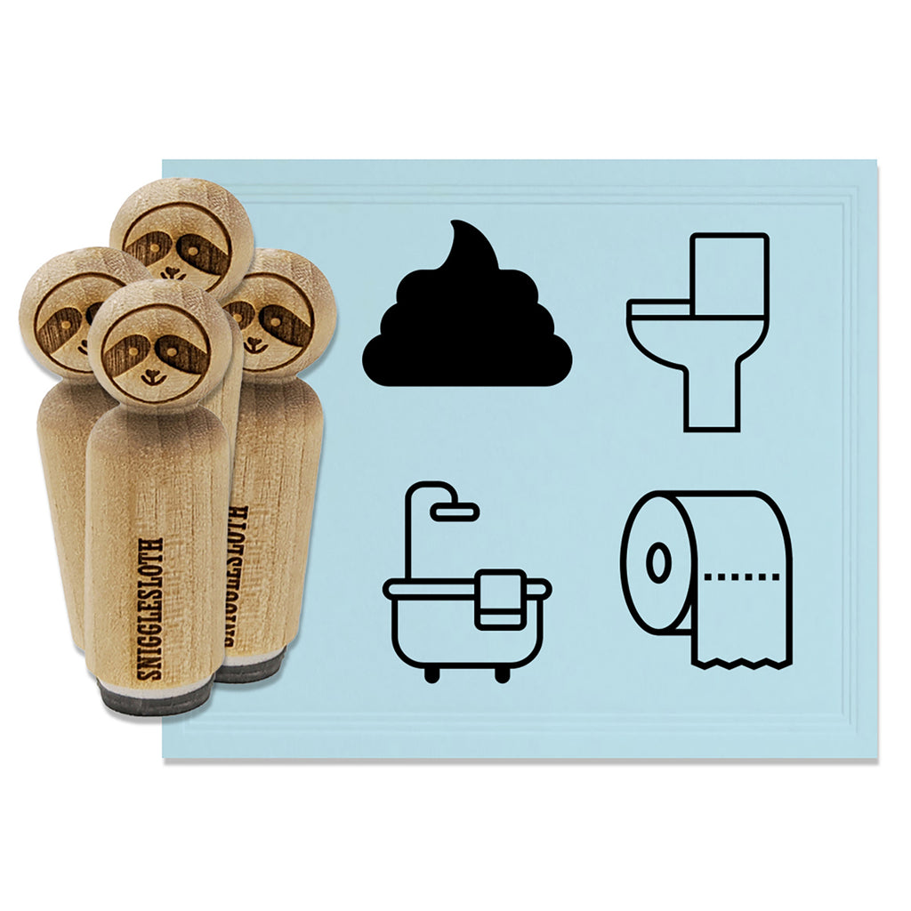 Bathroom Bathtub Towel Toilet Poop Paper Roll Rubber Stamp Set for Stamping Crafting Planners
