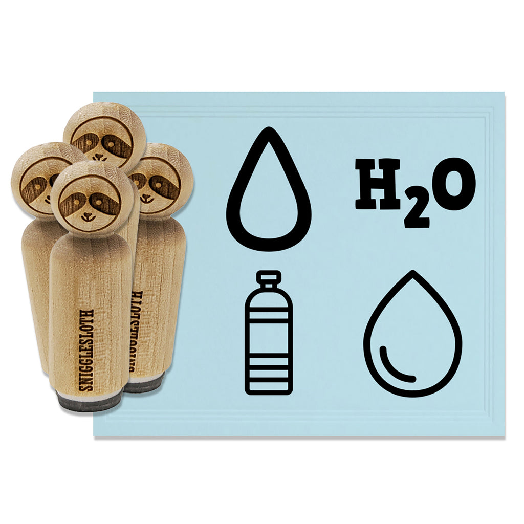 Water Bottle Hydrate H2O Drop Icons Tracker Rubber Stamp Set for Stamping Crafting Planners