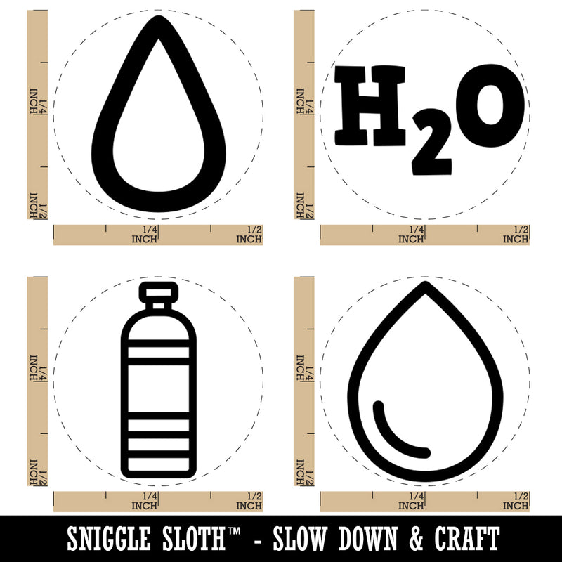 Water Bottle Hydrate H2O Drop Icons Tracker Rubber Stamp Set for Stamping Crafting Planners