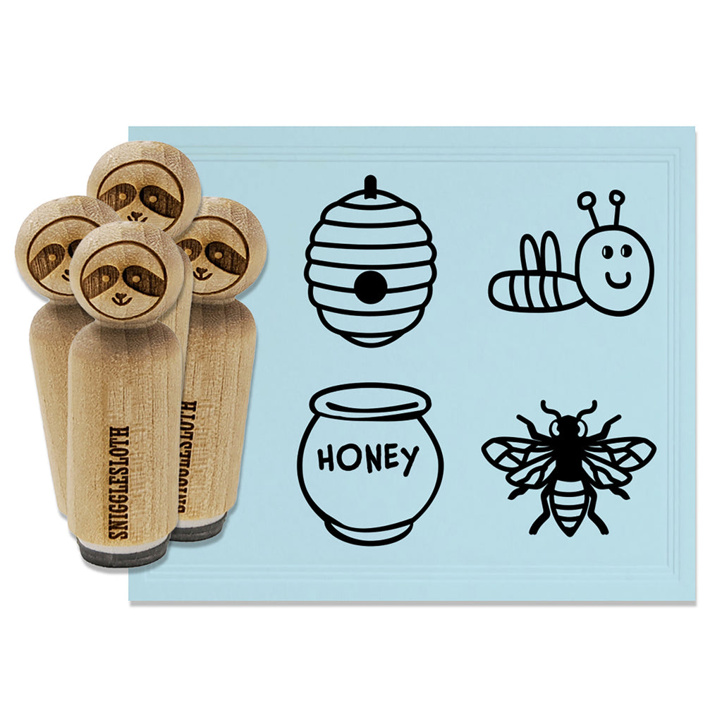 Bee Hive Doodle Honey Pot Drawing Rubber Stamp Set for Stamping Crafting Planners