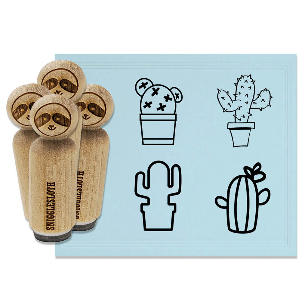 Cactus Cacti Prickly Succulent in Pot Flower Rubber Stamp Set for Stamping Crafting Planners