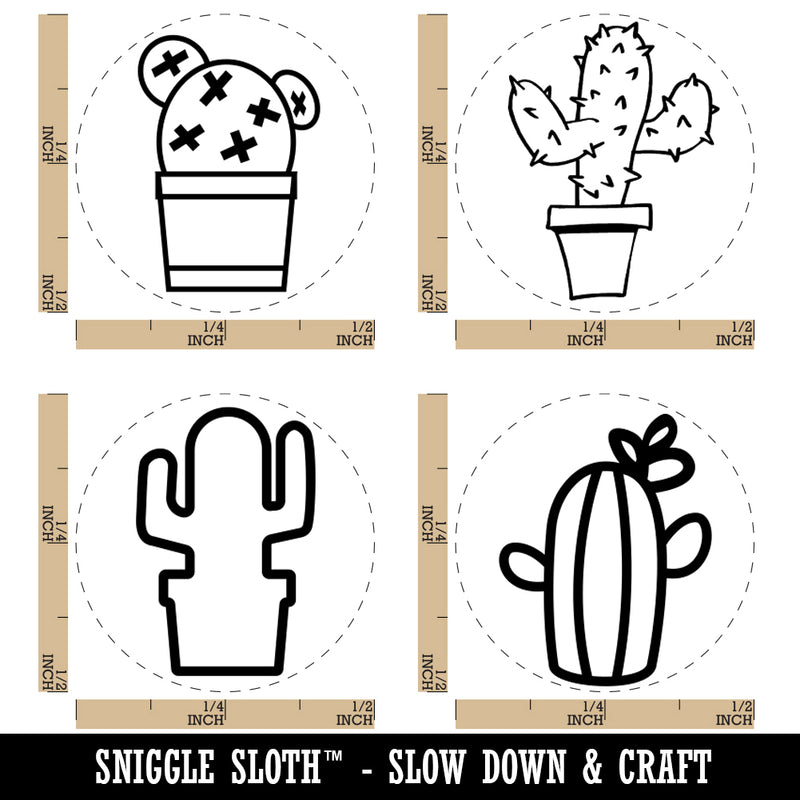 Cactus Cacti Prickly Succulent in Pot Flower Rubber Stamp Set for Stamping Crafting Planners