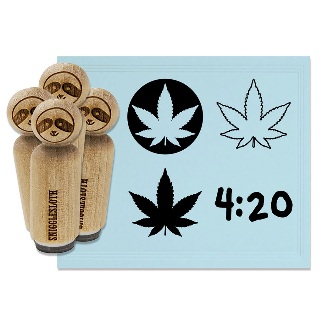 Marijuana Pot Leaf 420 Rubber Stamp Set for Stamping Crafting Planners