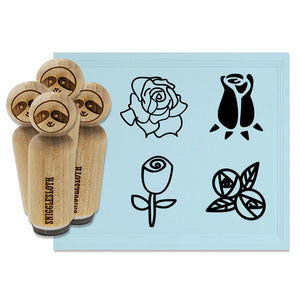 Rose Bud Blooming Flower Love Romance Rubber Stamp Set for Stamping Crafting Planners