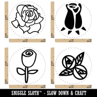 Rose Bud Blooming Flower Love Romance Rubber Stamp Set for Stamping Crafting Planners