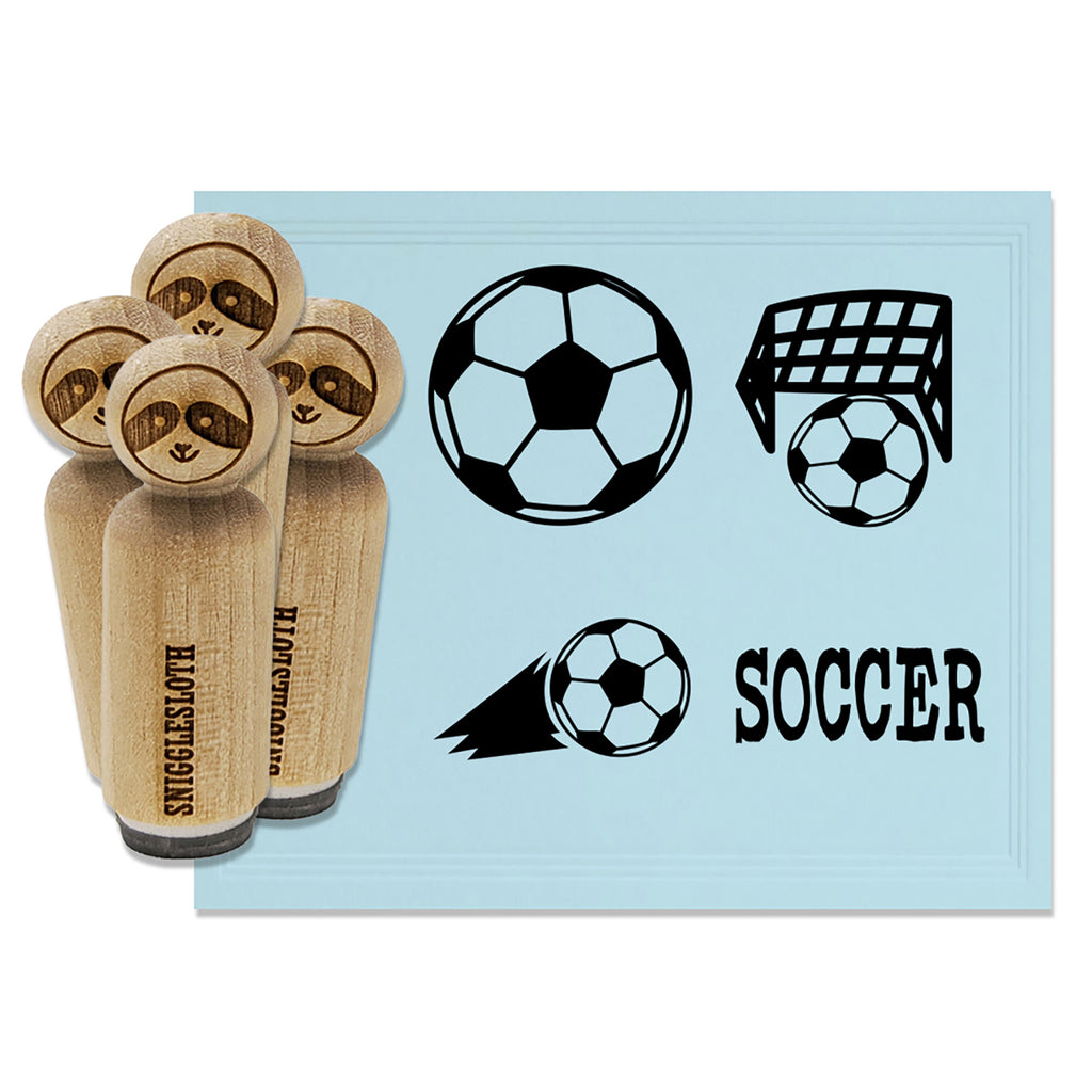 Soccer Ball Goal Net Sport Text Rubber Stamp Set for Stamping Crafting Planners