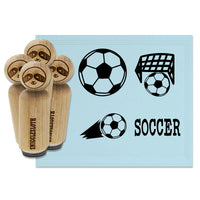 Soccer Ball Goal Net Sport Text Rubber Stamp Set for Stamping Crafting Planners