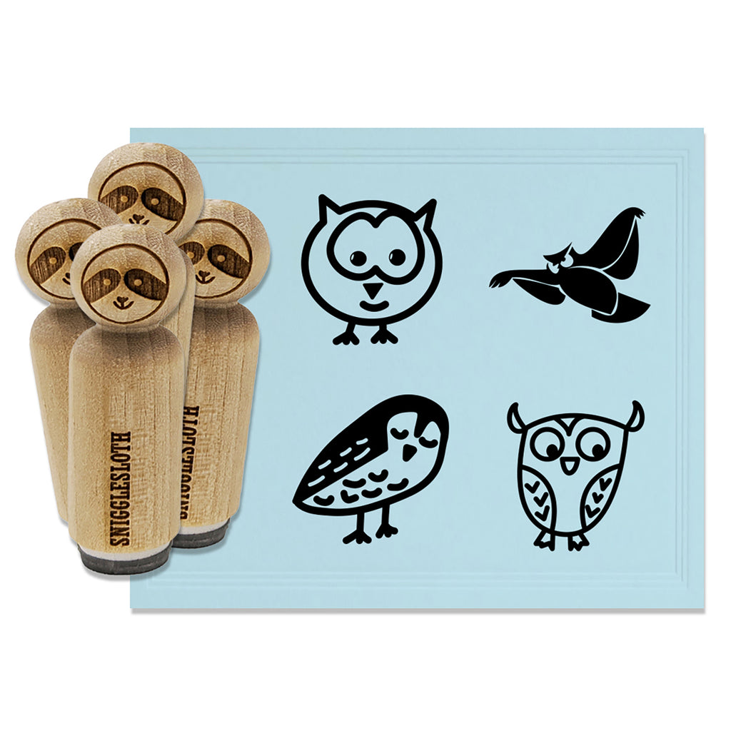 Owl Bird Flying Wary Doodle Rubber Stamp Set for Stamping Crafting Planners