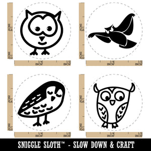 Owl Bird Flying Wary Doodle Rubber Stamp Set for Stamping Crafting Planners