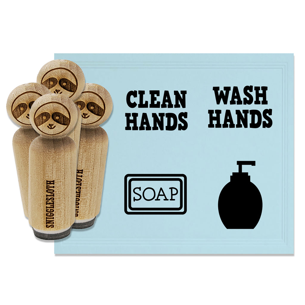 Clean Hands Wash Bar of Soap Dispenser Rubber Stamp Set for Stamping Crafting Planners