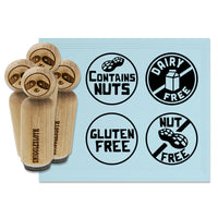 Contains Nuts Nut Gluten Dairy Free Warnings Rubber Stamp Set for Stamping Crafting Planners