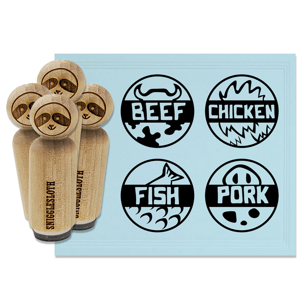 Food Label Beef Chicken Pork Fish Rubber Stamp Set for Stamping Crafting Planners