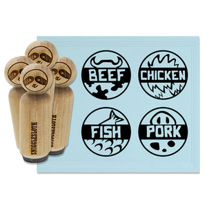 Food Label Beef Chicken Pork Fish Rubber Stamp Set for Stamping Crafting Planners