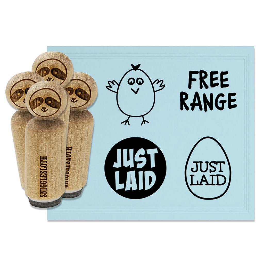 Just Laid Egg Free Range Chicken Rubber Stamp Set for Stamping Crafting Planners