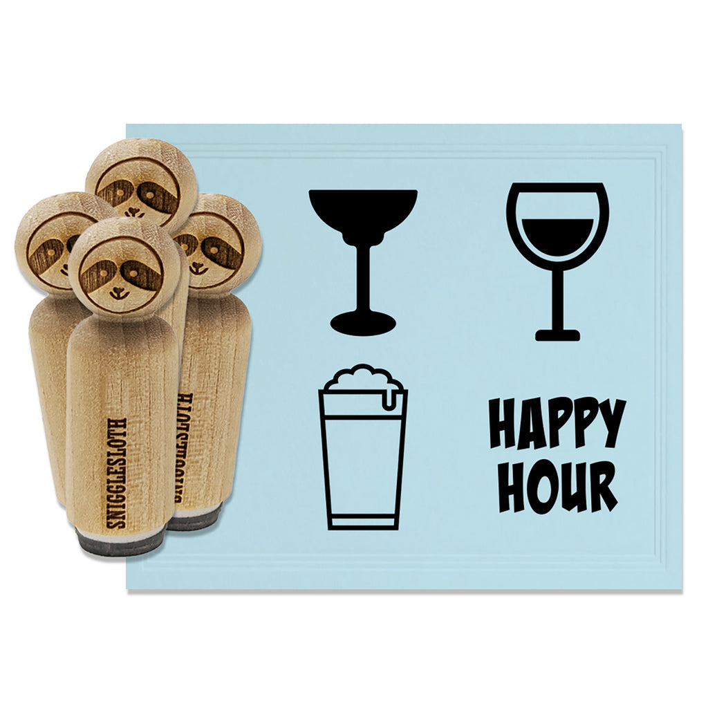 Happy Hour Margarita Wine Beer Glass Drinks Rubber Stamp Set for Stamping Crafting Planners