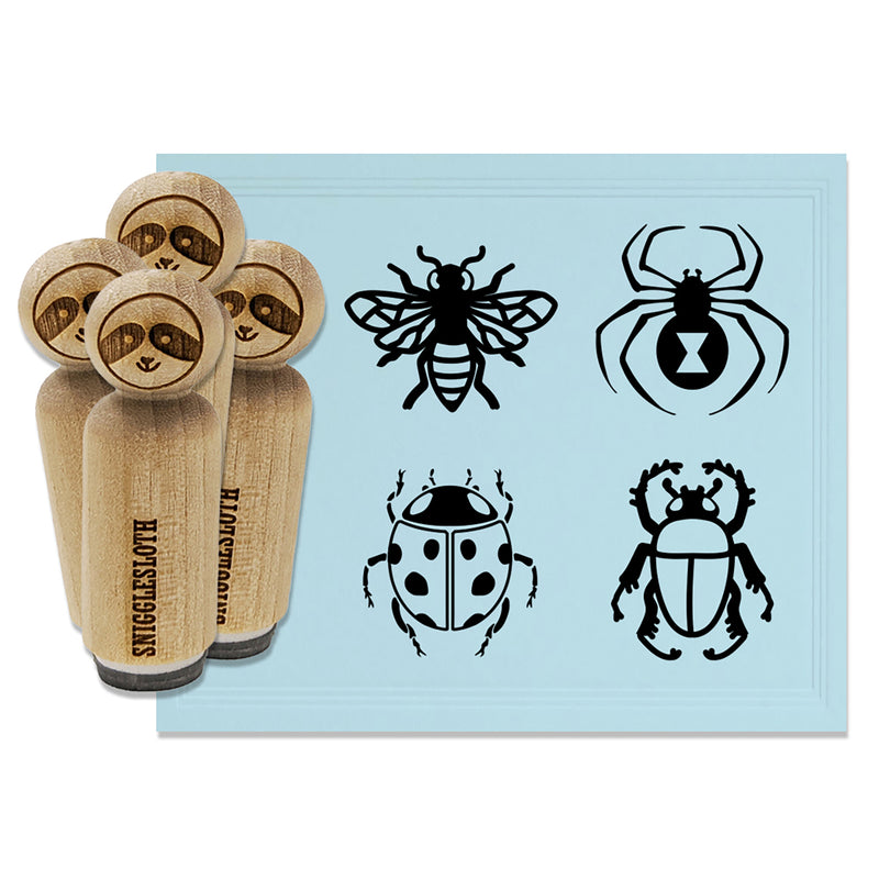Insects Bee Beetle Spider Ladybug Rubber Stamp Set for Stamping Crafting Planners