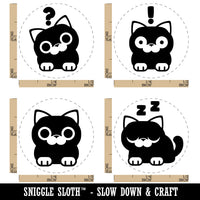 Round Cat Curious Shocked Sleeping Sitting Rubber Stamp Set for Stamping Crafting Planners