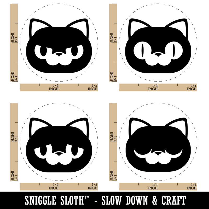 Round Cat Excited Angry Sad Sleepy Rubber Stamp Set for Stamping Crafting Planners