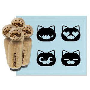 Round Cat Side Love Eyes Bored Tired Rubber Stamp Set for Stamping Crafting Planners