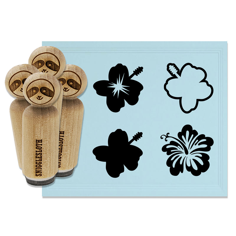 Hibiscus Flower Tropical Hawaii Rubber Stamp Set for Stamping Crafting Planners