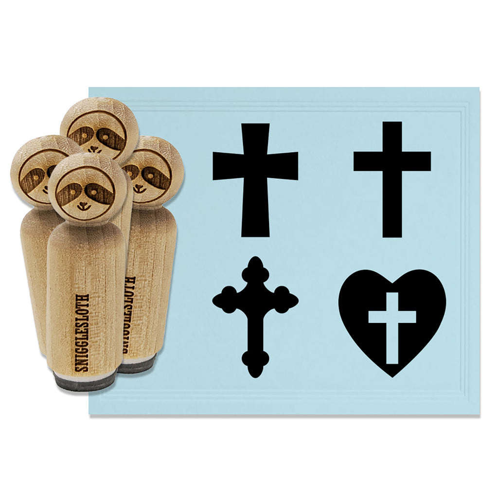Crosses Christian Angled Heart Church Rubber Stamp Set for Stamping Crafting Planners
