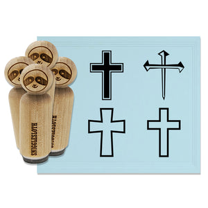 Crosses Outline 3 Nails Religious Christian Rubber Stamp Set for Stamping Crafting Planners