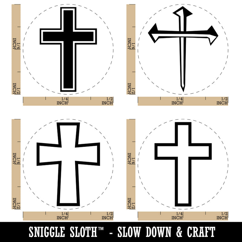 Crosses Outline 3 Nails Religious Christian Rubber Stamp Set for Stamping Crafting Planners