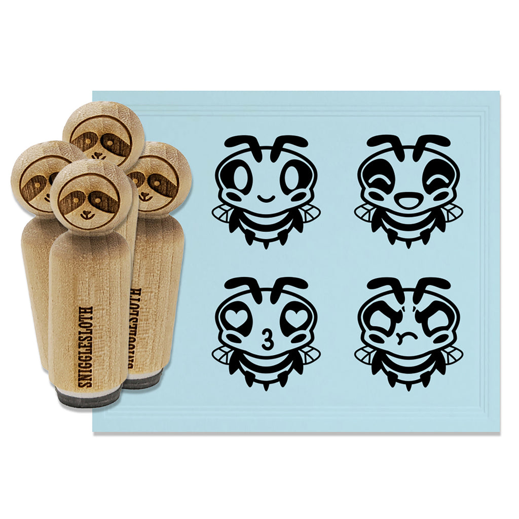 Cute Bee Happy Laughing Love Heart Mad Rubber Stamp Set for Stamping Crafting Planners