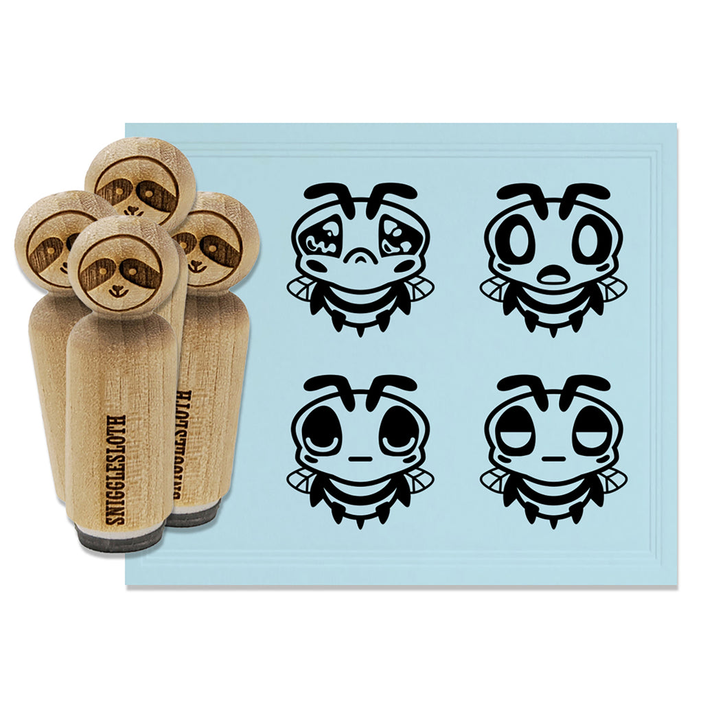 Cute Bee Sad Shocked Sleepy Unamused Rubber Stamp Set for Stamping Crafting Planners