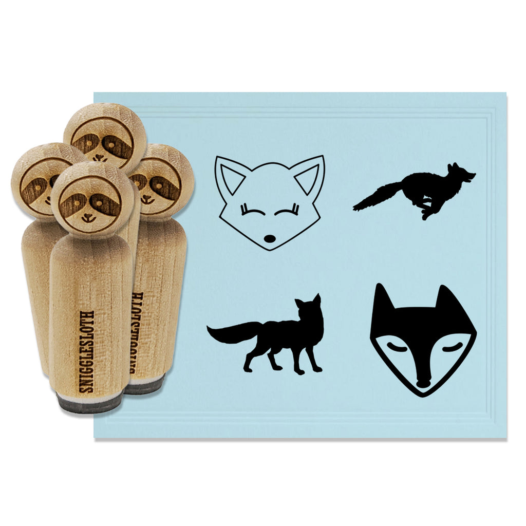 Fox Face Resting Running Rubber Stamp Set for Stamping Crafting Planners
