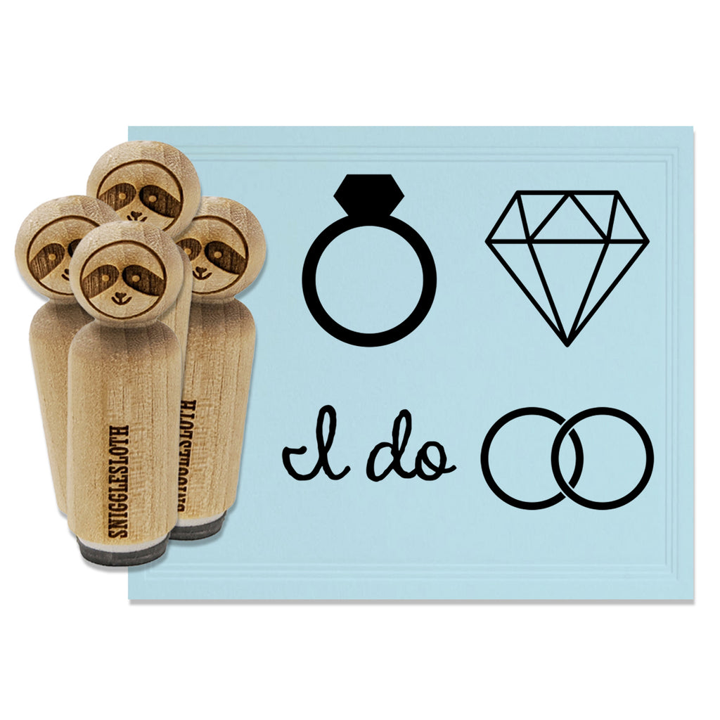 Wedding I Do Diamond Ring Engagement Rubber Stamp Set for Stamping Crafting Planners