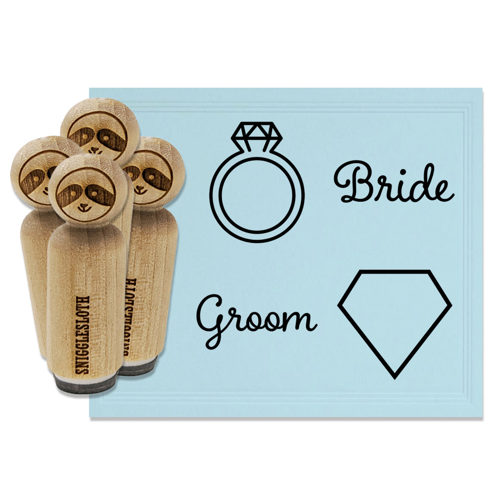 Wedding Bride Groom Diamond Engagement Ring Rubber Stamp Set for Stamping Crafting Planners