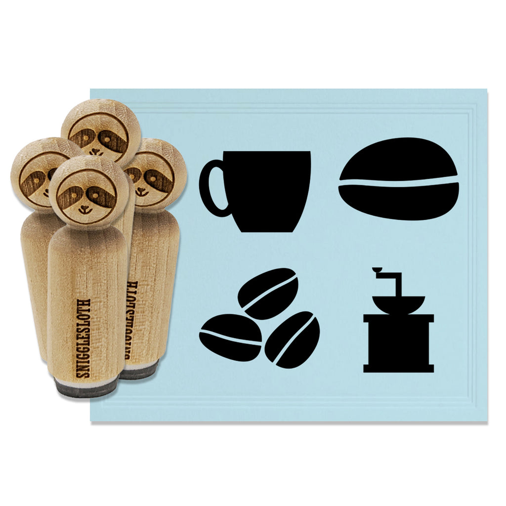 Coffee Grinder Beans Mug Cup Rubber Stamp Set for Stamping Crafting Planners