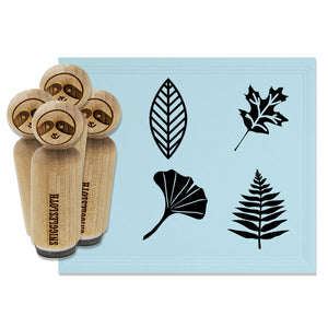 Leaf Leaves Fern Ginkgo Oak Cute Rubber Stamp Set for Stamping Crafting Planners