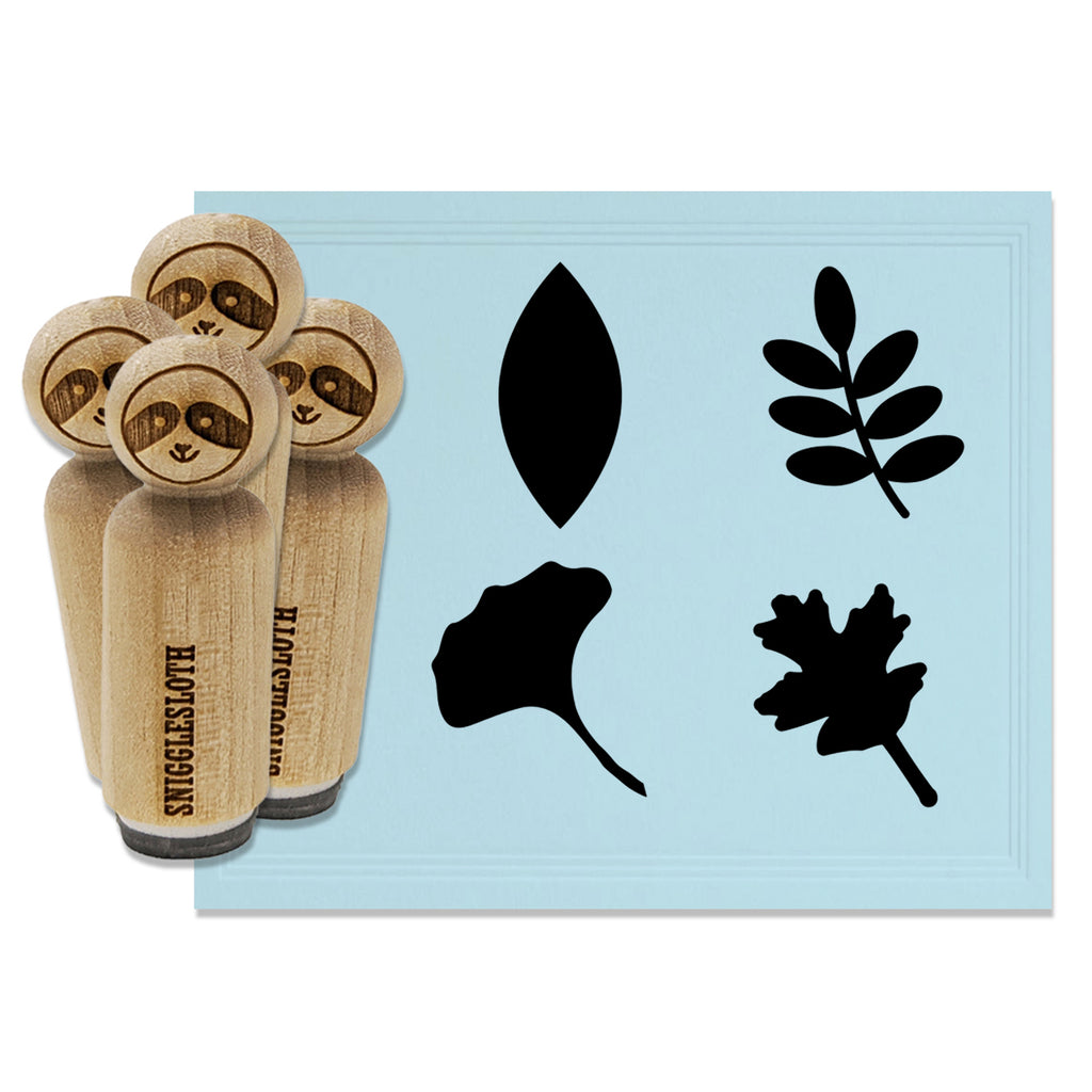 Leaf Leaves Silhouettes Oak Ginkgo Simple Branch Rubber Stamp Set for Stamping Crafting Planners