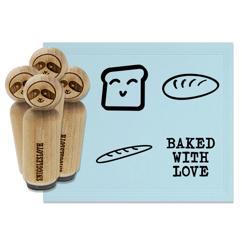 Bread Baking Baked with Love Loaf Baguette Rubber Stamp Set for Stamping Crafting Planners