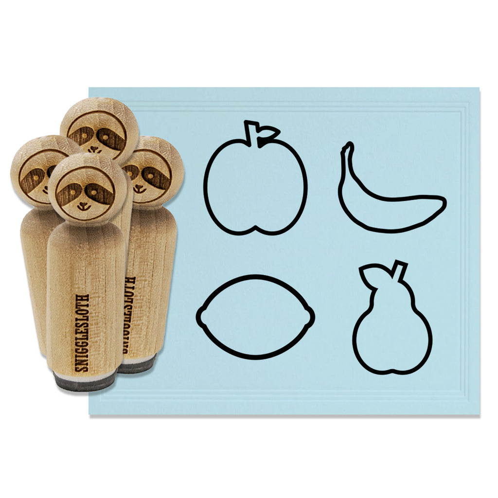 Fruit Apple Banana Pear Lemon Rubber Stamp Set for Stamping Crafting Planners