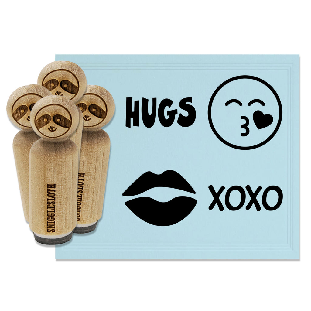Kisses and Hugs XOXO Love Lips Romance Rubber Stamp Set for Stamping Crafting Planners
