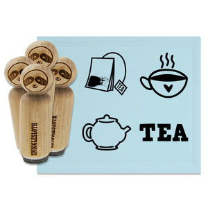 Tea Time Bag Steaming Teapot Kettle Cup Mug Rubber Stamp Set for Stamping Crafting Planners