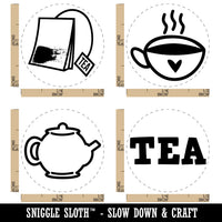Tea Time Bag Steaming Teapot Kettle Cup Mug Rubber Stamp Set for Stamping Crafting Planners