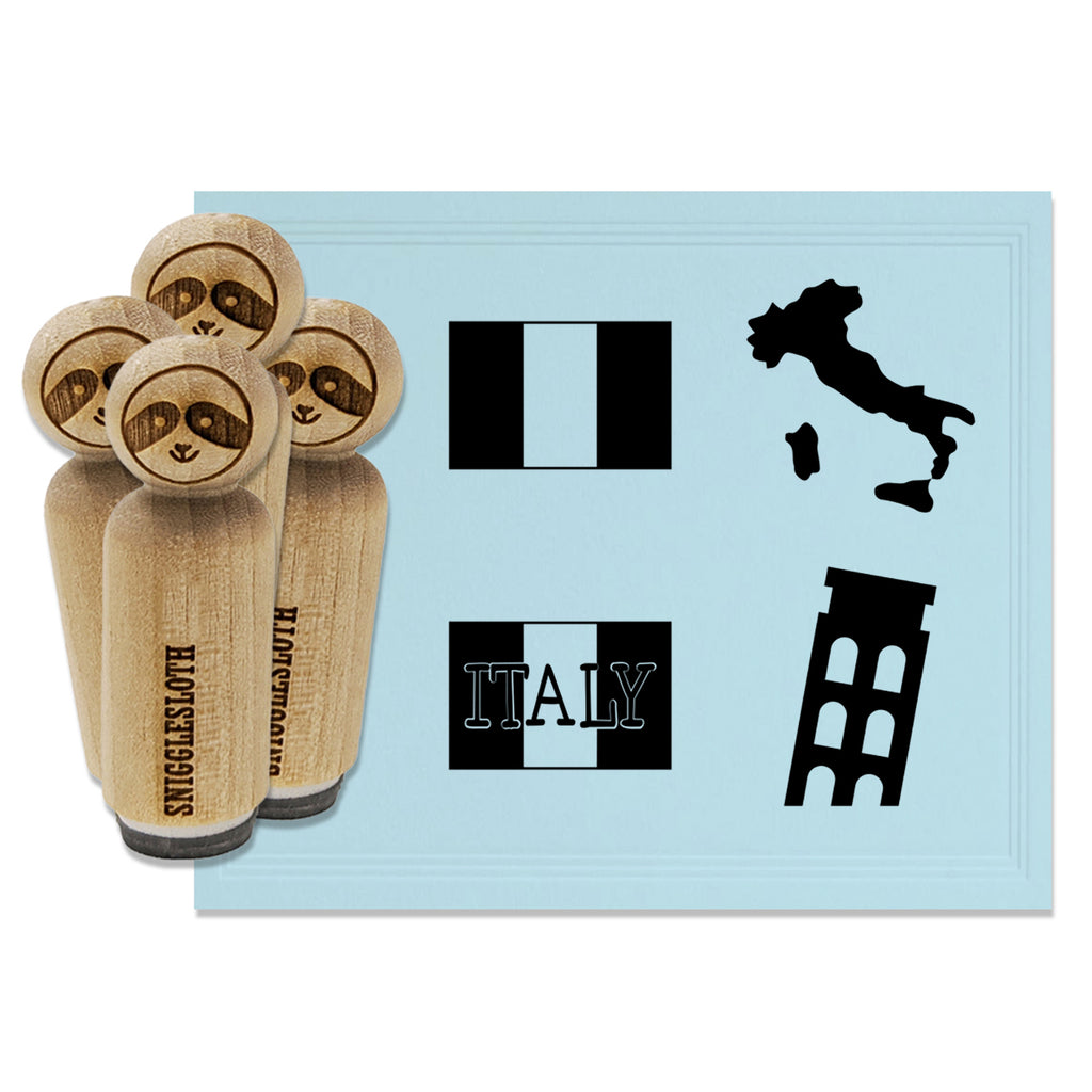 Italy Country Flag Leaning Tower Pisa Rubber Stamp Set for Stamping Crafting Planners