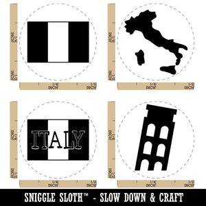 Italy Country Flag Leaning Tower Pisa Rubber Stamp Set for Stamping Crafting Planners